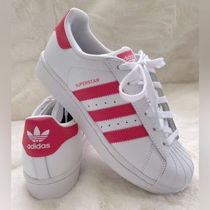 Adidas Superstar Girls Shoes Size 3.5 white/Pink